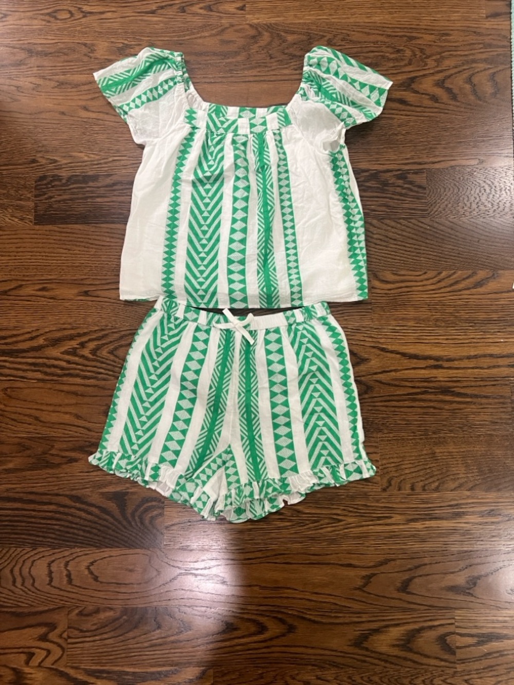 crown & ivy Green and White Striped Girls Shorts